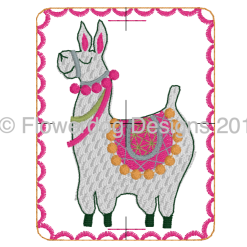 Alternative view of Jose the Llama machine embroidery design multi size 4x4 3x5 5x7