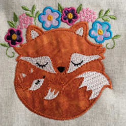 Cute fox digital machine applique design
