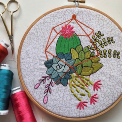 Terrarium succulent machine embroidery design