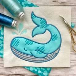 Alternative view of Whale applique 5x5 7x7