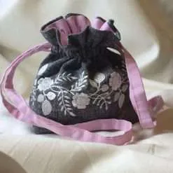Embroidered drawstring bag PDF pattern