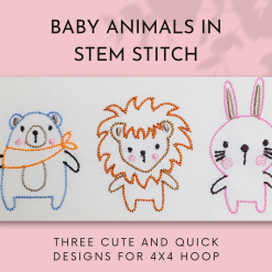 Baby animals machine embroidery design