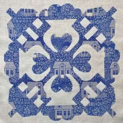 English cottage applique block in Tilda fabric