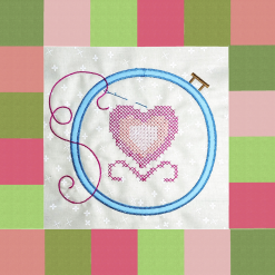 Applique quilt block embroidery hoop design
