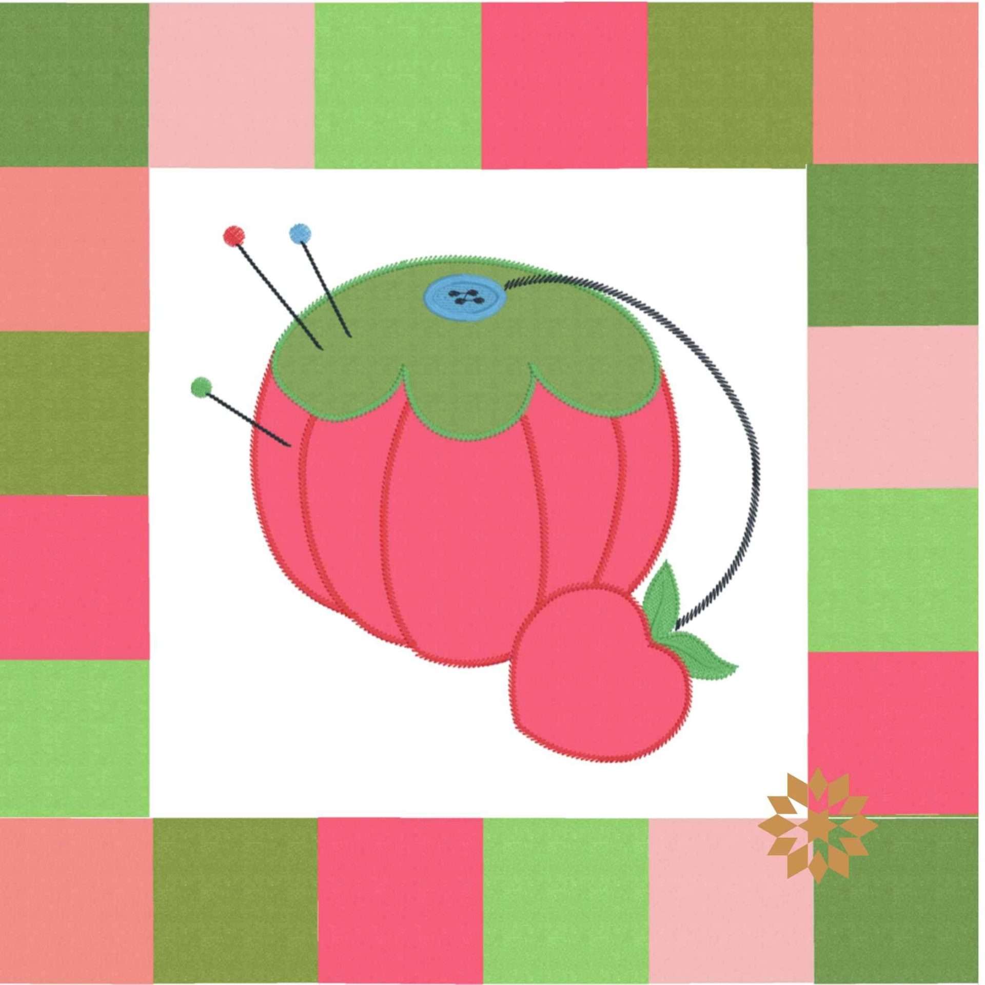 Mockup of pincushion block and border